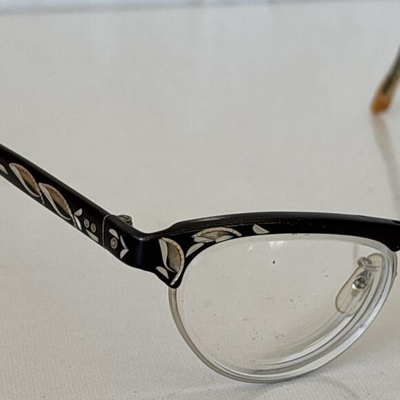 Vintage ArtCraft 1/10 12k GF 20mm Cat Eye Eyeglasses Frames Spectacles Floral - Picture 1 of 11